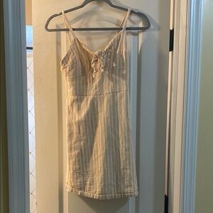 Hollister Yellow and White Striped Dress with lining underneath